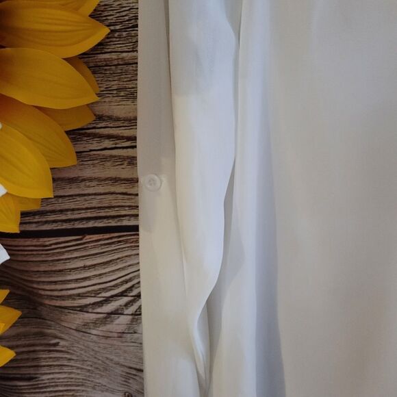 Timeson sheer double layered blouse Women's large white Pre-owned - Picture 3 of 7